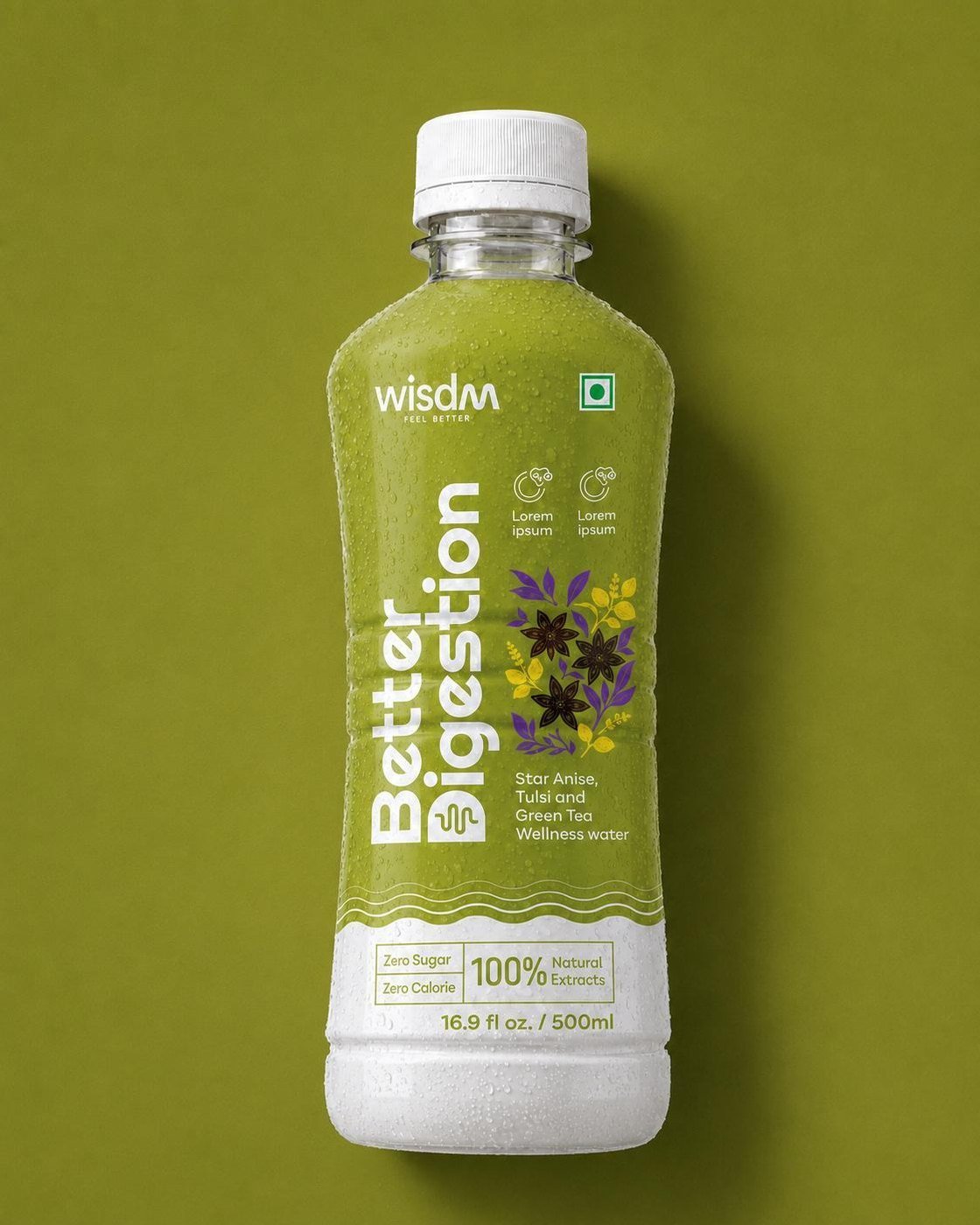 wisdm Better Digestion bottle on an olive backdrop